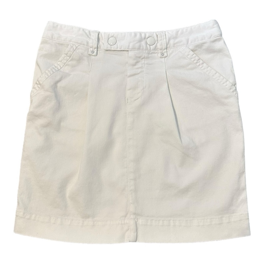 Lacoste White Flat Front White Denim Mini Skirt With Pockets - Size 2